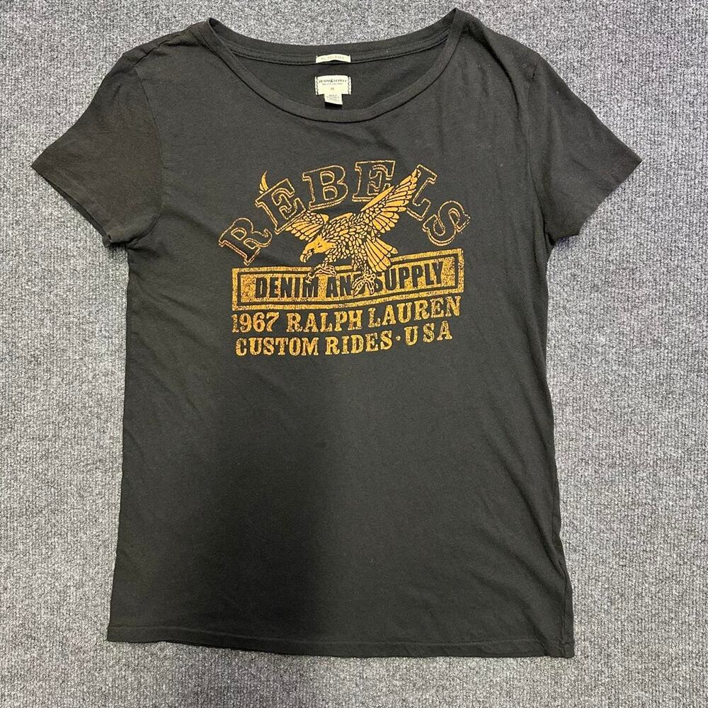 Vtg Y2K Ralph Lauren Women’s Biker Shirt Denim & Supply Grunge Harley Tee M